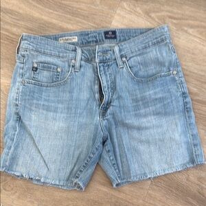 Ag Adriano Goldschmied Blue Jean Shorts Casual Frayed Hem